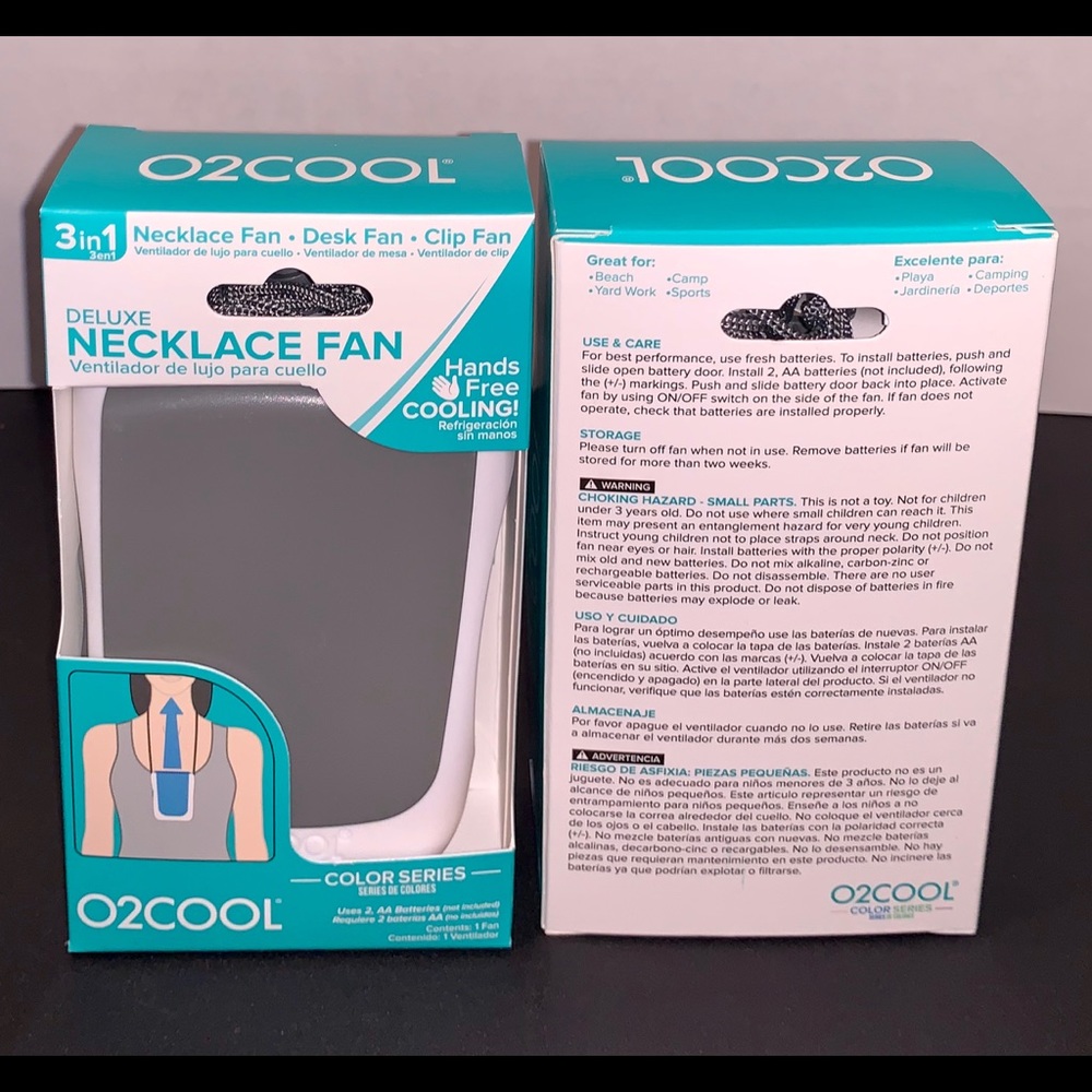 ⭐️O2COOL Necklace Fan Deluxe Personal Gray (1 Fan)